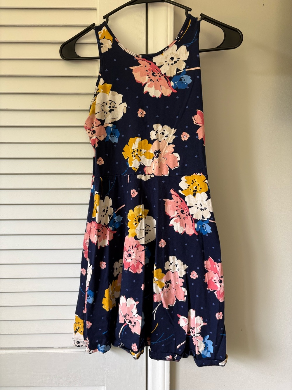 Old Navy Navy Floral Tank Dress with Pink & Yellow Blooms